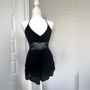 Abercrombie black romper with crochet waist Size SMALL